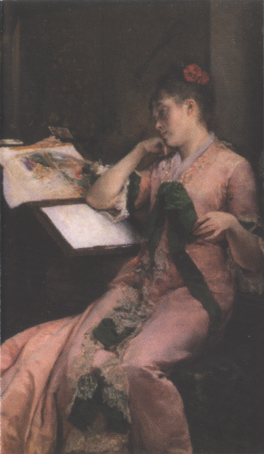Acuarelista de abanicos. 1880. Óleo sobre lienzo. 75 x 50 cm