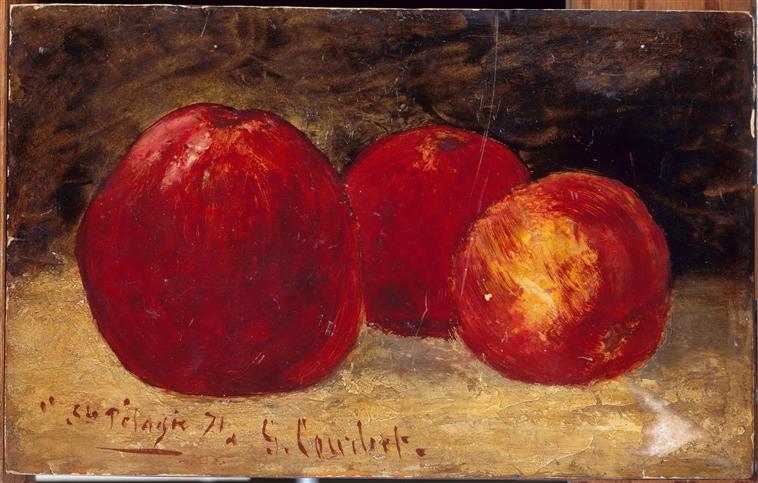 Tres manzanas rojas (1871). | Gustave Courbet