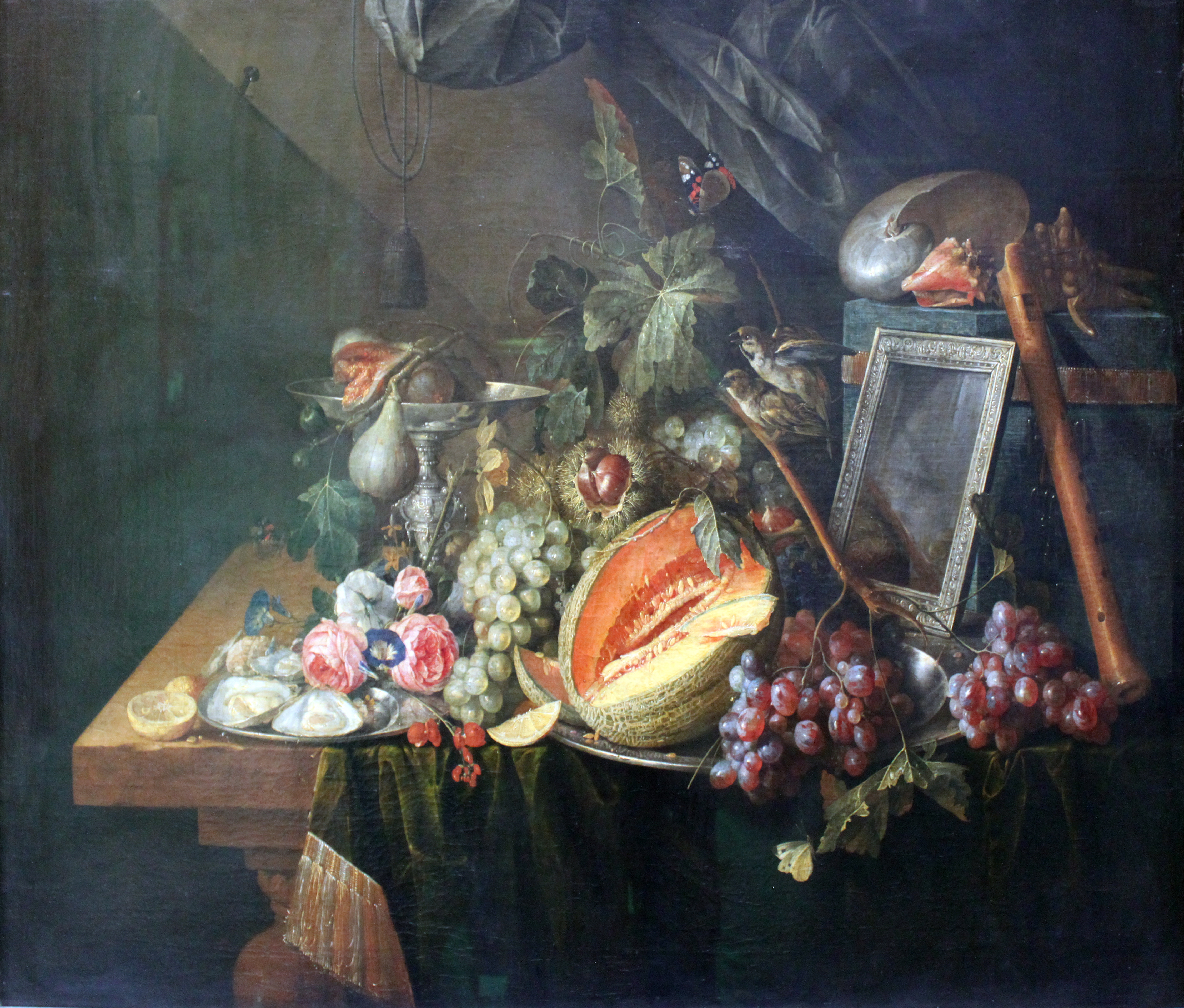 Cornelis de Heem. ‘Bodegón con gorriones copulando’ (1657). 