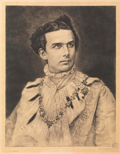 Luis II de Baviera. 1893. Aguafuerte. 47,5 x 36,8 cm