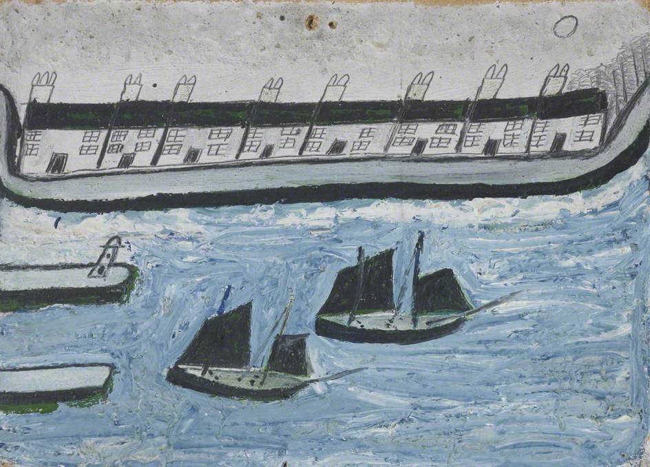 Alfred Wallis. Casas junto al mar (1928).